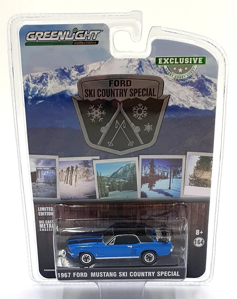 Greenlight escala 1/64 30171 - Ford Mustang 1967 Ski Country Special - azul Foto 1 de 4