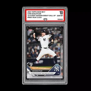 Graded 10 Cam Schlittler #817 2025 MLB Topps Now 12-K Post RC Rookie Card - Picture 1 of 2