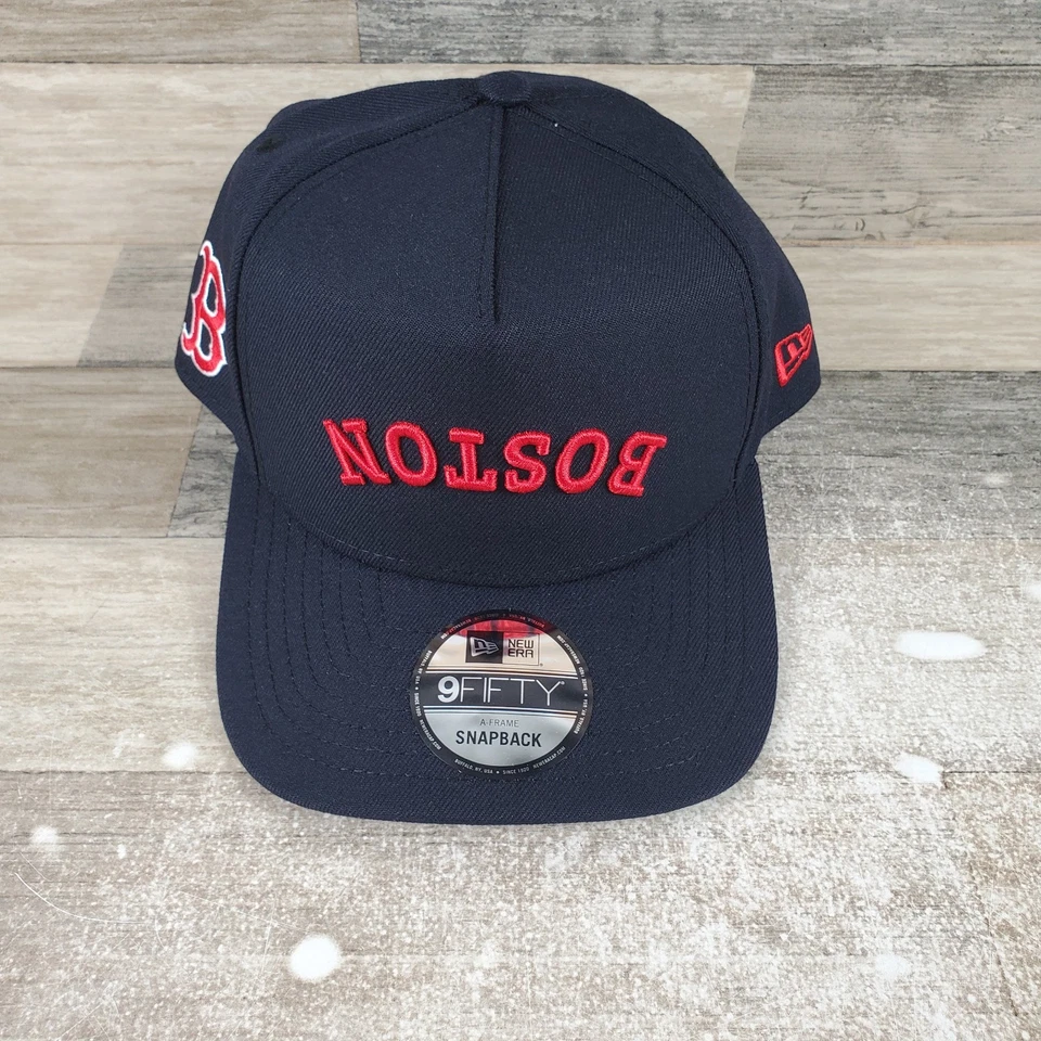 New Era Upside Down 9FIFTY A-Frame Snapback Curve Hat Cap Boston Red Sox NWT - Image 1 of 4