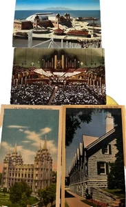 4 Utah Postcards Brigham Young Temple Saltair From Coaster Tabernacle Interior - Picture 1 of 4