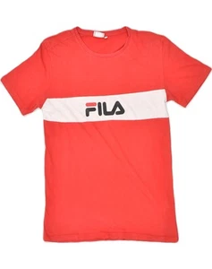 FILA Mens Graphic T-Shirt Top Small Red Colourblock Cotton OY14 - Picture 1 of 4