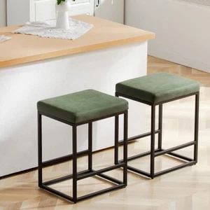 24''/30" Bar Stool 2sets Backless Counter Height PU Leather Bar Chairs mul-color - Picture 1 of 51