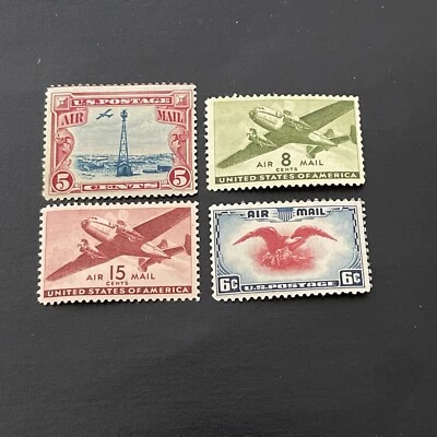 US Airmail Stamps Scott # C11,23,26,28-misc.lot…MLH - Image 1 of 2