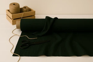 Dark Jungle Green Cotton-Linen Fabric by the Yard – Ideal for Sewing & DIY Craft - Picture 1 of 10