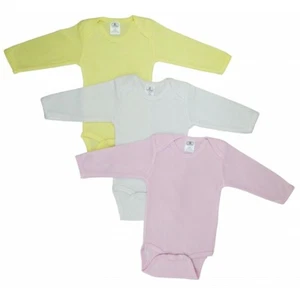 Girls Infant Bodysuit Jumpsuit Pastel Long Sleeve 3 Pack 100% Cotton Stretch Sm - Picture 1 of 7