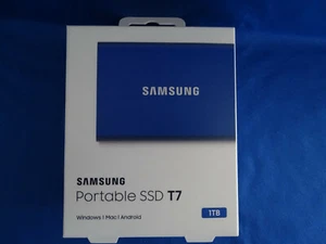 SAMSUNG T7 1TB PORTABLE EXTERNAL SSD - INDIGO BLUE (MU-PC1T0H/WW) - Picture 1 of 4