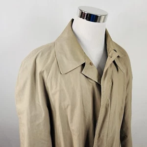 Jos A Bank 42R Belted Trench Coat Beige Cotton Blend w/ Removable Flannel Lining - Picture 1 of 6