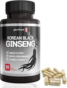 GeumHeuk Korean Black Ginseng Kapseln 1000mg (90 Kapseln) Ginseng Tabletten - Bild 1 von 2