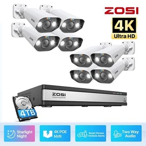 ZOSI 4K 8 x 8MP Ultra HD PoE CCTV Home Security Camera System 16CH 4TB HDD NVR - Picture 1 of 11