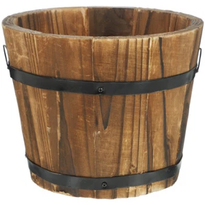 Holzfass Pflanzkübel Topf rustikal Blumeneimer Deko - Bild 1 von 12