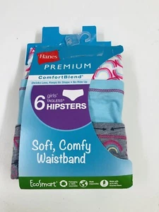 Hanes Premium Girls' 6 Pack Hipsters Multi-Colored Size 8 - Picture 1 of 3