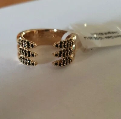 Anillo Garra Rachel Zoe Sophia Dorado con Pave Jet Cristales Talla 6 Nuevo sin Etiquetas Foto 1 de 4