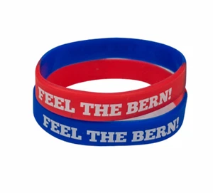 Feel The Bern 2er-Pack Bernie Schleifer Silikon Armbänder Armband rot weiß blau - Bild 1 von 2