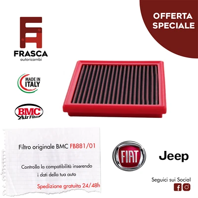 Filtro Aria Sportivo BMC Jeep Renegade SUV 1.4 140 CV 2.0 CRD 140 CV 1.6 110 CV - Immagine 1 di 2