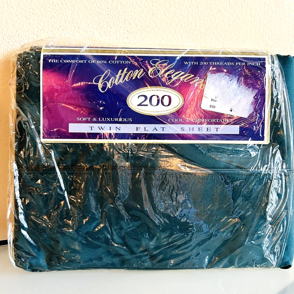 Novo Springs Hunter Verde Twin Lençol Plano Algodão Elegância Vintage EUA Sem Ferro - Imagem 1 de 3