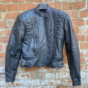 Belstaff Vintage Leather Motorcycle Jacket Womens S/M With Armour Padding Black - Picture 1 of 21