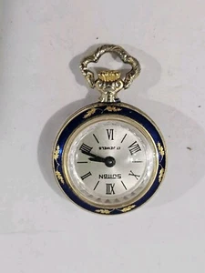 Vintage Sutton 17 Jewel Open Face Fancy Pendant Swiss Pocket Watch 22 mm - Picture 1 of 10