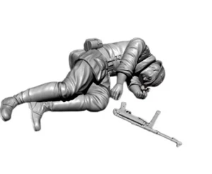 1/35 Resin Figure Model Kit German Machine Gun Soldier Wounded Dead WW2 Unpaint - Picture 1 of 2