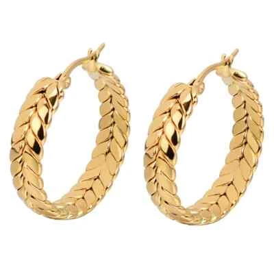 Große Edelstahl Creolen Ohrringe 14K Gold vergoldet Gelbgold oder Silber 30 mm - Bild 1 von 4