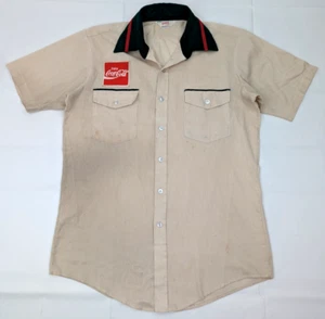 Vintage UNITOG Coca-Cola Patch w Green Collar, Men 15-15.5 (Size M) - Fair Cond - Picture 1 of 12