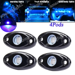 4X Blue UTV LED Dome Rock Unberbody Truck Bed Lights Fit Polaris RZR Can-Am X3 - Picture 1 of 13