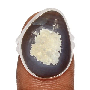 Wow Natural Quartz Druzy 925 Sterling Silver Ring Jewelry s.7 CR65298 - Picture 1 of 1