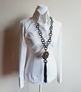 AMLE Italian Long Horn Chain Necklace with Pendant - Picture 1 of 16