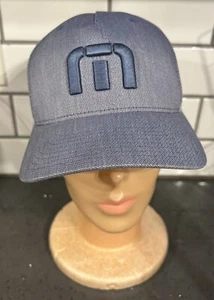 Travis Matthew Golf Hat Flexfit Gray Cap Blue Logo Beach Men's S-M Small/Med - Picture 1 of 6
