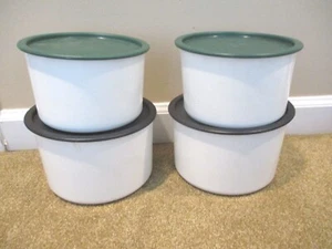 Set 4 coperchi TUPPERWARE ONE-TOUCH 2710A, 2709A, 2417A, 2419A verde/nero BELLI!! - Foto 1 di 7