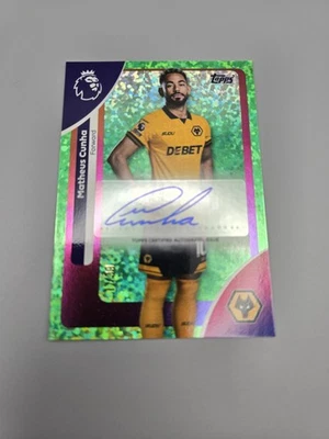 Topps Premier League 25/26 Matheus Cunha Wolves Green Parallel 17/99 Signed - Image 1 of 3