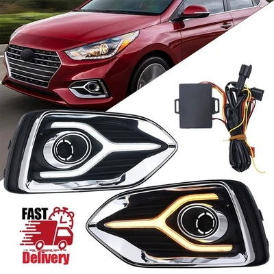 For Hyundai Accent 2017-2022 DRL Daytime Running Fog Light Yellow Turn Lamp New - Image 1 of 4