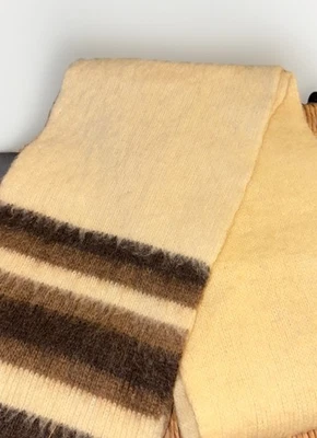 Vintage Icewool Icelandic Beige Taupe Brown Wool Knit Rectangle Scarf - Image 1 of 3