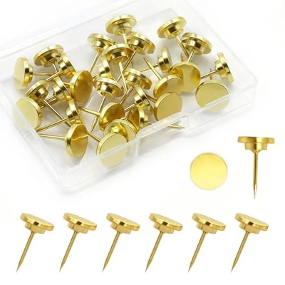 Gold Push Pins, 30 Pack Decorative Metal Thumb Tacks for Photo Picture  - Image 1 of 4