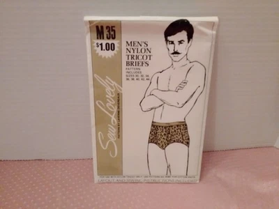 Vintage 1971 NEW Sew Lovely Men's Nylon Tricot Briefs Sewing Pattern  M 35 - Image 1 of 4