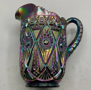 #2 WONDERFUL VINTAGE CARNIVAL IMPERIAL PURPLE DIAMOND LACE WATER PITCHER - Picture 1 of 9