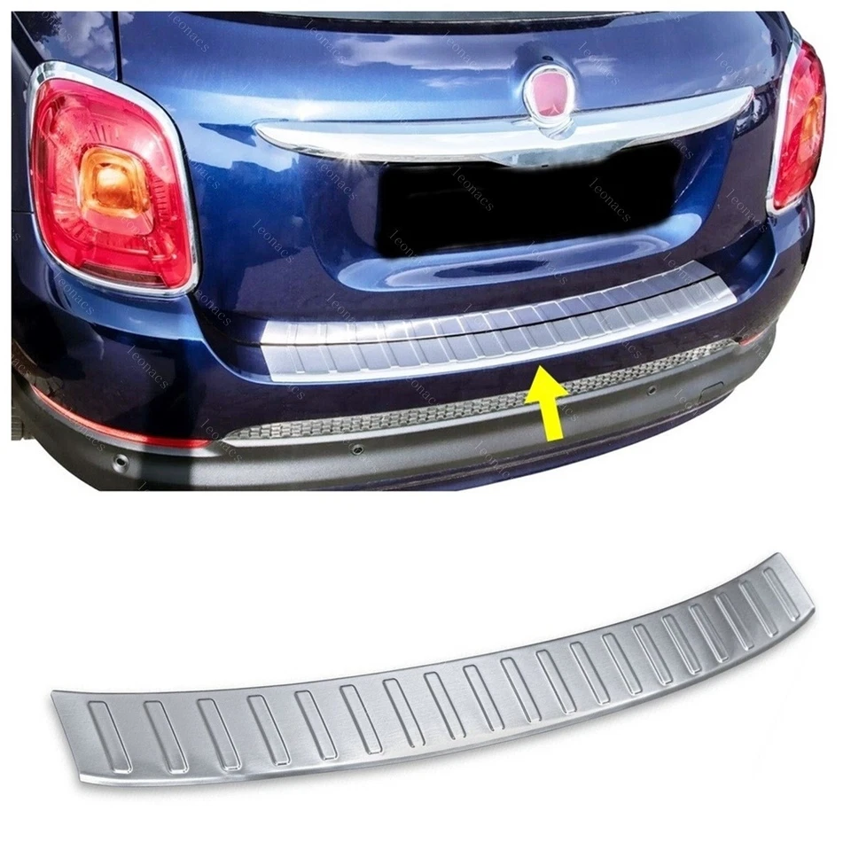 RS CHROME Per FIAT 500X 2014-SU Cromato Protezione Paraurti (Spazzolato) ACCIAIO