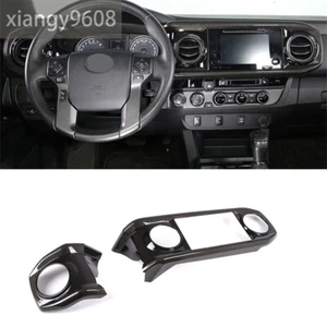 For T@yota T@coma 2016+ Central Control Dashboard Air Vent Trim ABS Carbon Black - Foto 1 di 3