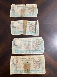 500 pounds ( lire ) Italy 4 notes 2 1976 2 1979 - Picture 1 of 2