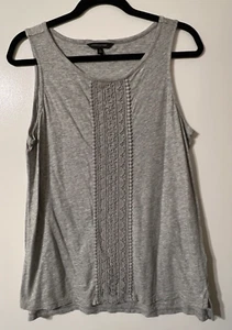 Banana Republic Grey Tank w/Grey Eyelet Down Front Sz M - Picture 1 of 3