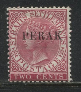 Perak overprinted on Straits Settlements 2 cents rose "Narrow E" mint o.g. - Picture 1 of 1
