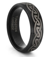 TungstenMasters 8MM/6MM Tungsten Mens / Womens Black Celtic Wedding Band Ring