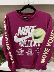 Nike Camicia Uomo World Tour Glow-In-The-Dark Manica Lunga Rosa Taglia Large - Foto 1 di 5