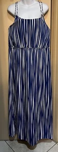 NWT $140 Banana Republic Blue Stripe Maxi Dress Size 14 - Picture 1 of 4