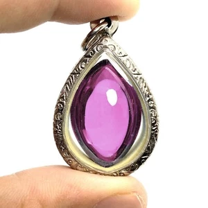 Naga-eye Rugby PINK Pendant Leklai Gemstone Thai Amulet Wealthy Lucky Success - Picture 1 of 6
