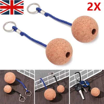 2x Floating Cork Ball Key Ring Marine Sailing Boat Float Buoyant Rope Kayak 50mm - Image 1 of 4