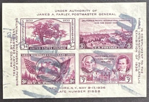 US 1936 Sc# 778 Used TIPEX Souvenir Sheet 3rd International Philatelic Exhibit - Picture 1 of 2