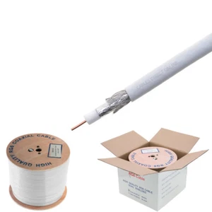 Cable coaxial a granel RG6 1000 PIES doble escudo 18 AWG blanco coaxial TV vía satélite - Imagen 1 de 4