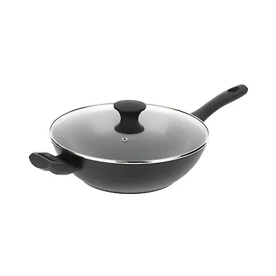 Salter 28cm Geo Hex Non Stick Forge Aluminium Cookling Kitchen Wok and Glass Lid - Image 1 of 4