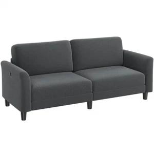 2-Seater Fabric Couch with USB Charging Ports, 67" W Upholstered Sofa Loveseat - Picture 1 of 11