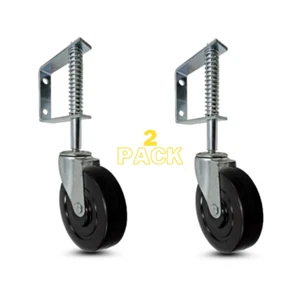 3 in. Spring Loaded Gate Casters | Hard Rubber Wheels |110 lb Capacity (2-Pack) - Picture 1 of 1